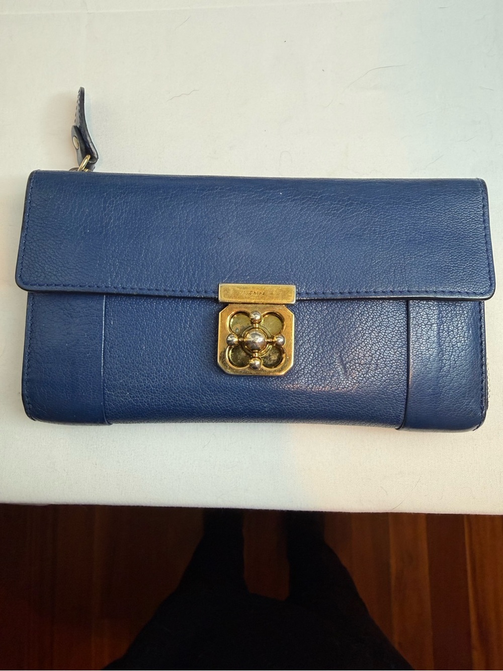 CHLOE VINTAGE ELISE BLUE LEATHER ZIP WALLET - Picture 13 of 16